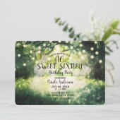 Rustieke groene betoverde boslichtjes Sweet 16 Kaart (Staand voorkant)