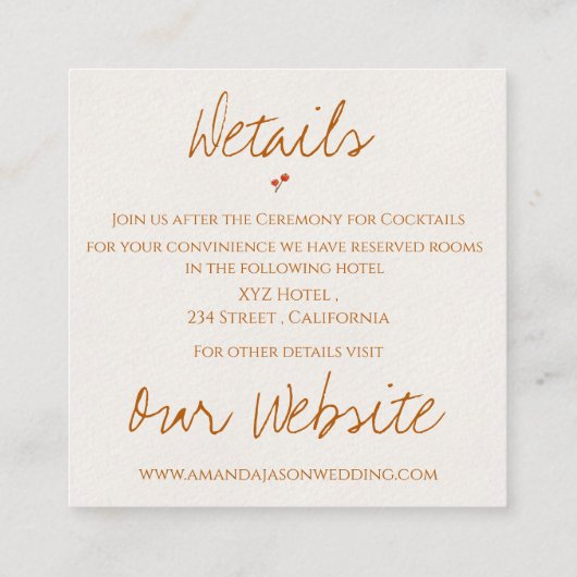 Rustieke groene bladeren rode bessen kerst bruilof informatiekaartje (Achterkant)