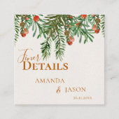 Rustieke groene bladeren rode bessen kerst bruilof informatiekaartje (Voorkant)