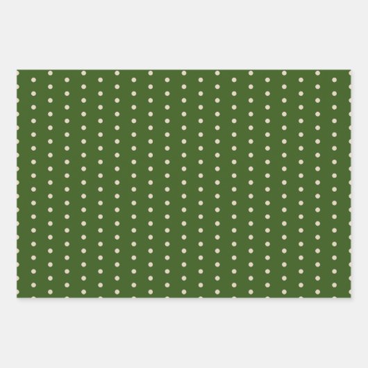 Rustieke Groene Blauwe Cream Polka Dots en Stripes Inpakpapier Vel (Voorkant 3)