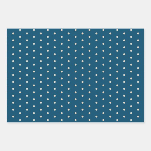 Rustieke Groene Blauwe Cream Polka Dots en Stripes Inpakpapier Vel (Voorkant 2)