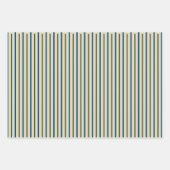 Rustieke Groene Blauwe Cream Polka Dots en Stripes Inpakpapier Vel (Voorkant)