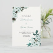 Rustieke groene bloemen Boho Off White Bruiloft Kaart (Staand voorkant)