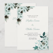 Rustieke groene bloemen Boho Off White Bruiloft Kaart (Voorkant / Achterkant)