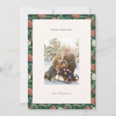  rustieke groene bloemenkerst familiefoto feestdagenkaart (Voorkant)