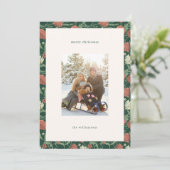  rustieke groene bloemenkerst familiefoto feestdagenkaart (Staand voorkant)