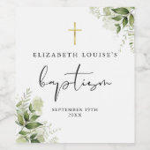 Rustieke Groene Bloemige Elegante Doop Wijn Etiket (Enkel label)