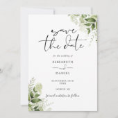 Rustieke groene bloemige foto QR-code bruiloft Save The Date (Voorkant)