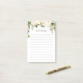 Rustieke groene bloemige plakbriefjes post-it® notes (Op bureau)