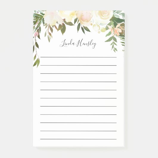 Rustieke groene bloemige plakbriefjes post-it® notes (Voorkant)