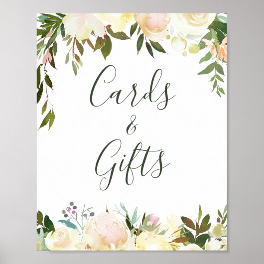 Rustieke Groene Bloemkaarten en Cadeaus Bord Poster (Voorkant)