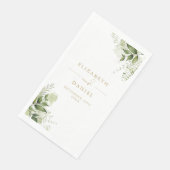 Rustieke groene bloemrijke elegante gouden bruilof servet (Hoek)