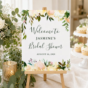 Rustieke Groene Bloemstuk Bruidsfeest Welkomstbord Poster