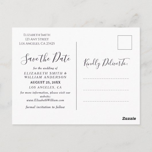 Rustieke groene bomen sparen de datum Briefkaart (Achterkant)