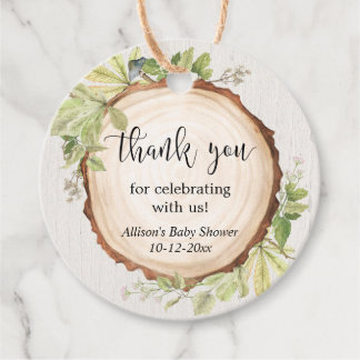 Rustieke groene bos baby shower favor labels