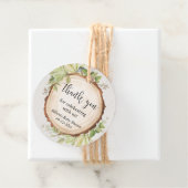 Rustieke groene bos baby shower favor labels (In situ)