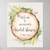 Rustieke groene bos bruidsshower welkom poster (Voorkant)