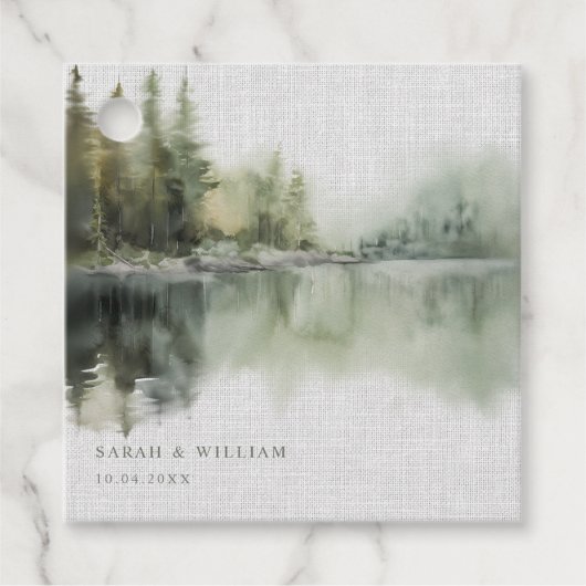 Rustieke groene bos bruiloft Favor Labels (Voorkant)