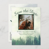 Rustieke Groene Bos Bruiloft Save the Date Foto Aankondigingskaart (Voorkant / Achterkant)