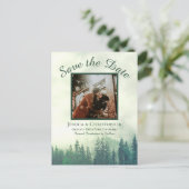 Rustieke Groene Bos Bruiloft Save the Date Foto Aankondigingskaart (Staand voorkant)