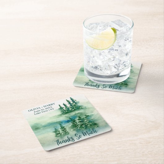 Rustieke groene bos dennenbomen kartonnen onderzetters (Insitu)