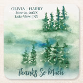 Rustieke groene bos dennenbomen kartonnen onderzetters (Voorkant)