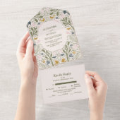 Rustieke groene bossen Fern bruiloft All In One Uitnodiging (Afscheurbaar)