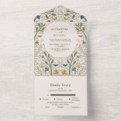 Rustieke groene bossen Fern bruiloft All In One Uitnodiging (Binnen)