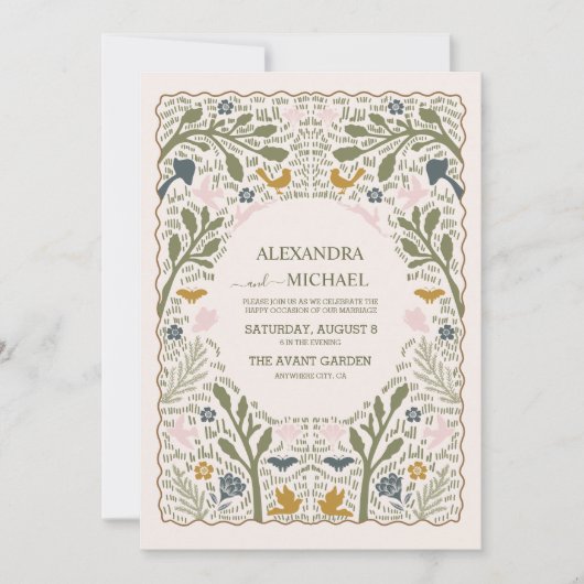 Rustieke groene bossen Fern bruiloft Kaart (Voorkant)