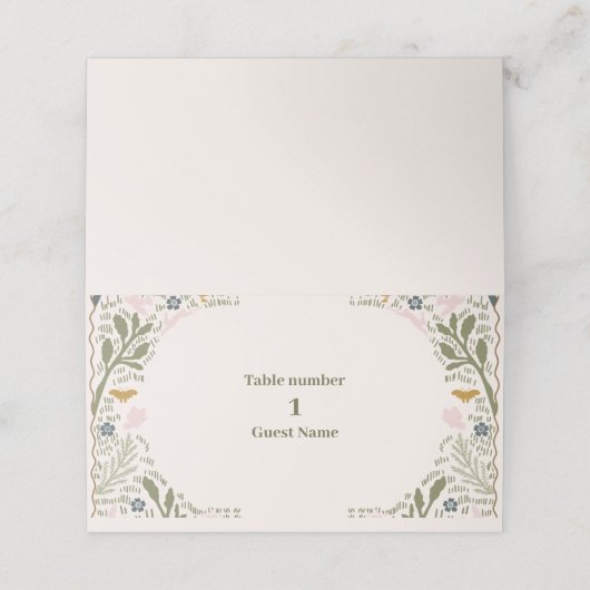 Rustieke groene bossen Fern bruiloft Plaatskaartje (Buitenkant ongevouwen)