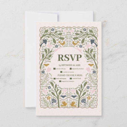 Rustieke groene bossen Fern bruiloft RSVP Kaartje (Voorkant)