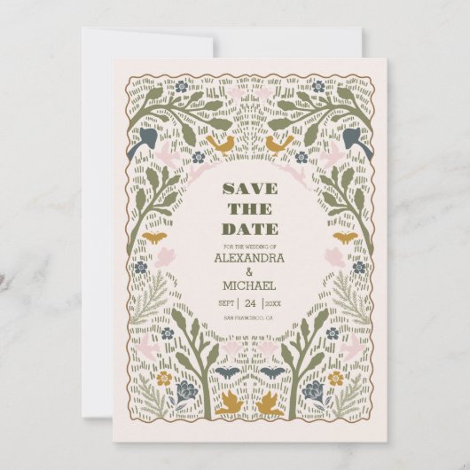 Rustieke groene bossen Fern bruiloft Save The Date (Voorkant)