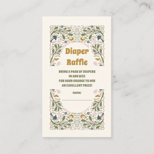 Rustieke groene bossen Varen Luier Raffle Informatiekaartje (Voorkant)