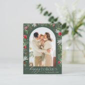 Rustieke groene botanische boog Modern 1 foto vaka Briefkaart (Staand voorkant)