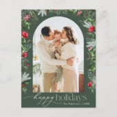 Rustieke groene botanische boog Modern 1 foto vaka Briefkaart (Voorkant)