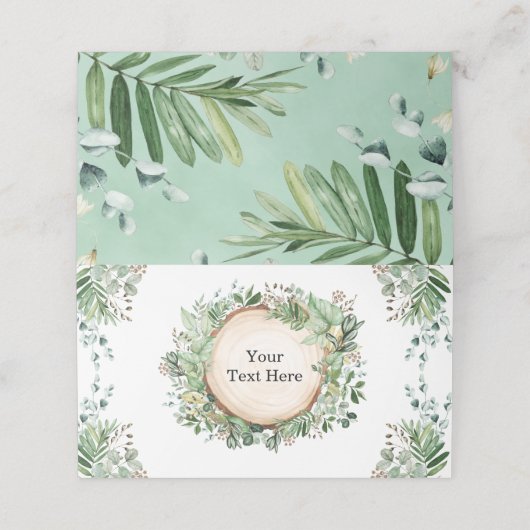 Rustieke groene botanische bos neutrale douche plaatskaartje (Buitenkant ongevouwen)