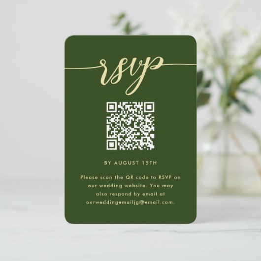 Rustieke Groene Botanische Bruiloft RSVP met QR Co (Staand voorkant)