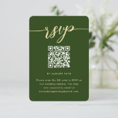 Rustieke Groene Botanische Bruiloft RSVP met QR Co Kaartje (Staand voorkant)