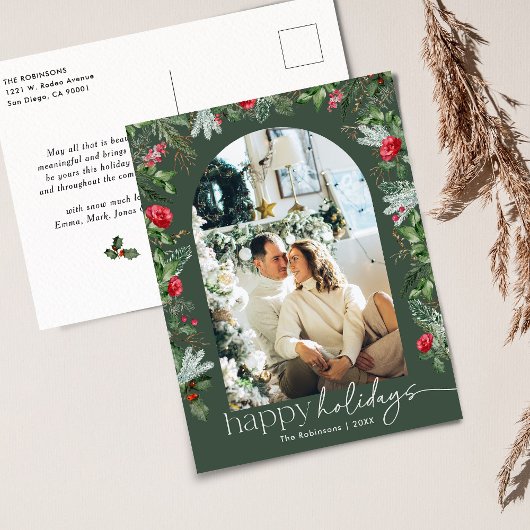 Rustieke groene botanische gebladerte boog 1Photo  Briefkaart