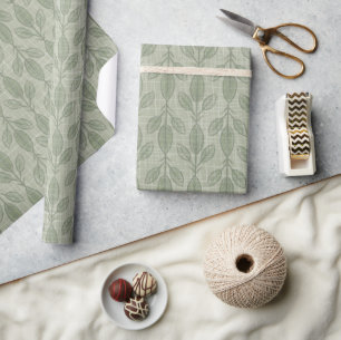 Rustieke groene botanische Kerstmis Cadeaupapier