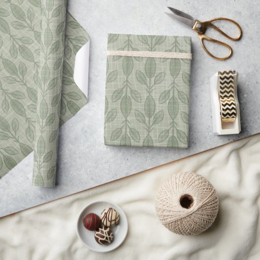 Rustieke groene botanische Kerstmis Cadeaupapier (Crafts)