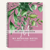 Rustieke groene botanische monogram trouwplanner notitieboek (Voorkant)