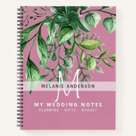 Rustieke groene botanische monogram trouwplanner notitieboek