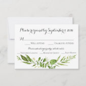 Rustieke Groene Bruiloft RSVP Kaarten met Maaltijd Kaartje (Achterkant)