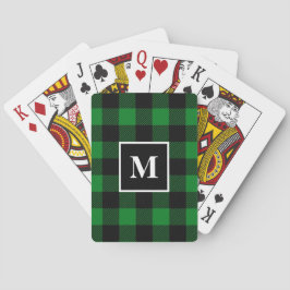 Rustieke groene buffel geruite monogram pokerkaarten
