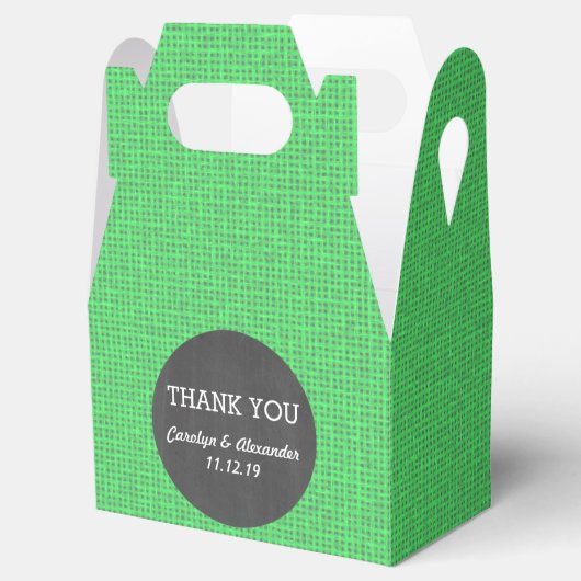 Rustieke Groene Burlap  Chalkboard Bruiloft Bedankdoosjes (Geopend)