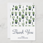 Rustieke Groene Cactus in Bloempotten Patroon Brui Bedankkaart (Voorkant)