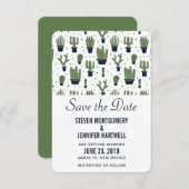 Rustieke Groene Cactus in Bloempotten Patroon Brui Save The Date (Voorkant / Achterkant)