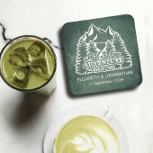 Rustieke Groene Chalkboard Pine tree Mountain Brui Kartonnen Onderzetters