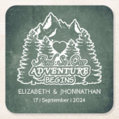 Rustieke Groene Chalkboard Pine tree Mountain Brui Kartonnen Onderzetters (Voorkant)